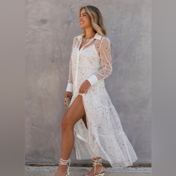 English Factory White Ruffled Tiered Dress Size S - Picture 5 of 14